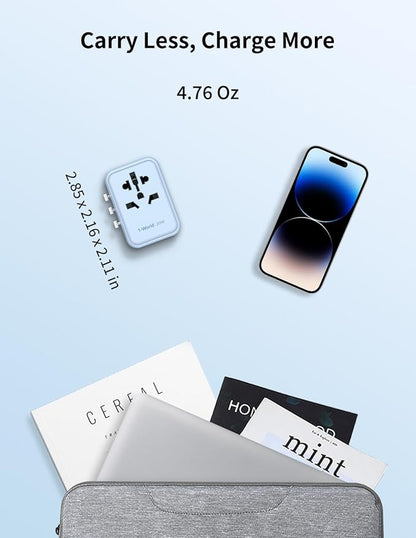 MOMAX Universal Travel Adapter, 20W+18W International Plug Adapter with 2 USB-A Quick Charging & 1 USB C PD Fast Charging, 1 AC, All-in-One Wall Charger for USA EU UK AUS JP(Type C/A/G/I)