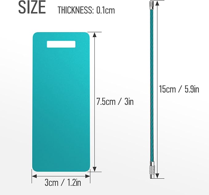 4 Personalized Metal Luggage Tags, Laser Engrave Name and Logo, Custom Aluminum Suitcase Tags with Steel Ring, for Travel, Backpack, Baggage (Lake Blue)