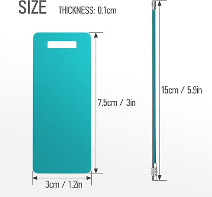 4 Personalized Metal Luggage Tags, Laser Engrave Name and Logo, Custom Aluminum Suitcase Tags with Steel Ring, for Travel, Backpack, Baggage (Lake Blue)