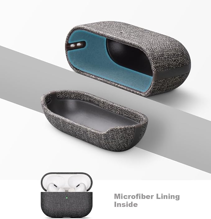 LOPIE Case for AirPods Pro 2nd Generation - Handmade AirPods Pro 2 Case Cover with Lanyard - Made of Vegan Leather - Canvas Style - Protective Hard Shell Cover - Wireless Charging Compatible - Black