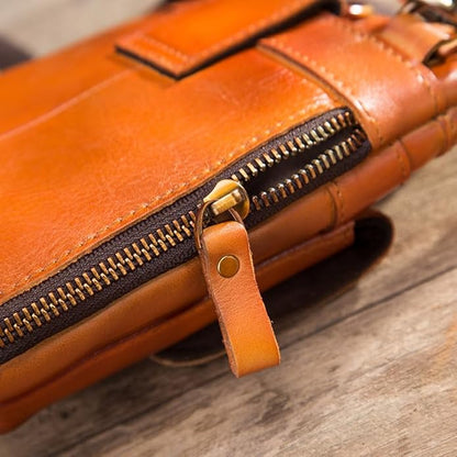 Versatile Cowhide Small Messenger Bag for Men Genuine Leather Waist Pack for Daily Use and Outdoor Activities