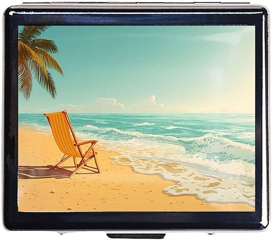 7 Days Chromed Shiny Silver Pill Organizer with Mirror Inside Has 8 Separate Compartments Rectangle,Versatile Storage for Medication - Ideal Travel Accessory (by The Beach)