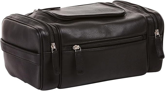 ELIZO Genuine Leather Toiletry Bag for Men Mens Toiletry Bags for Traveling Waterproof Hanging Leather Dopp Kit w/Hook Extra largeToiletry Bag Travel Organizer for Toiletries