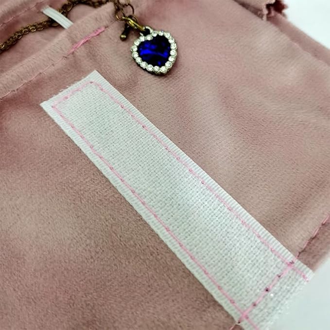 Portable Jewelry Roll Untangled Secure Necklace Travel Storage Bag Displays Holder 16 Chain (gray PU and pink)