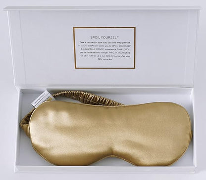 ZIMASILK Adjustable 100% 22 Momme Mulberry Silk Sleep Mask for Sleeping, Filled with Premium Mulberry Silk, Softest & Breathable Eye Sleeping Mask (Golden)