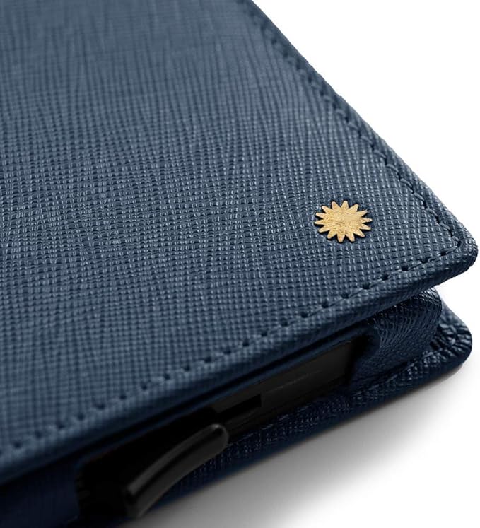 Revelot BiFold Cardholder Wallet/Genuine Leather with RFID Blocking / W1 (Blue Saffiano)