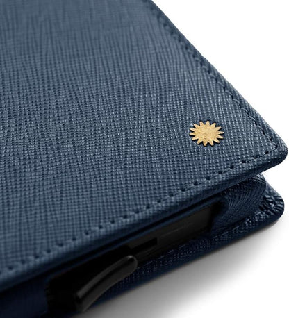 Revelot BiFold Cardholder Wallet/Genuine Leather with RFID Blocking / W1 (Blue Saffiano)