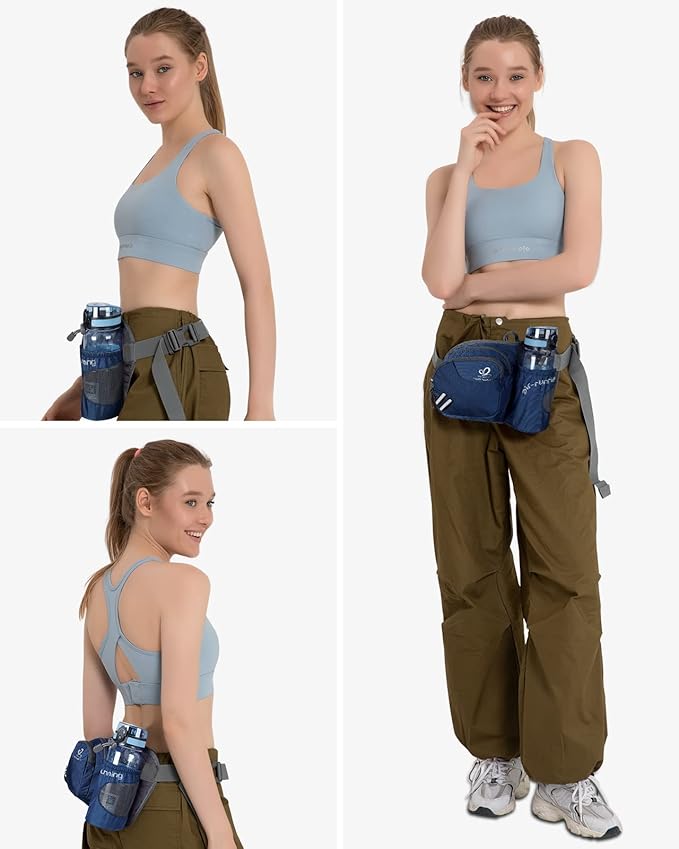 WATERFLY Fanny Pack Waist Bag: Waist Pack for Women Men with Water Bottle Holder Hiking Fanny Pack for Running Walking DogWalking Travel Cycling