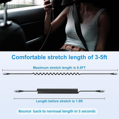 USB C to USB C Cable 6ft, 2Pack Coiled USB C Charger Cable Car, Type C Fast Charging for Cable for iPhone 17/16/15/Plus/Pro/Pro Max/MacBook Pro 2020/iPad Pro 2020/iPad Air 4/Samsung Galaxy S23