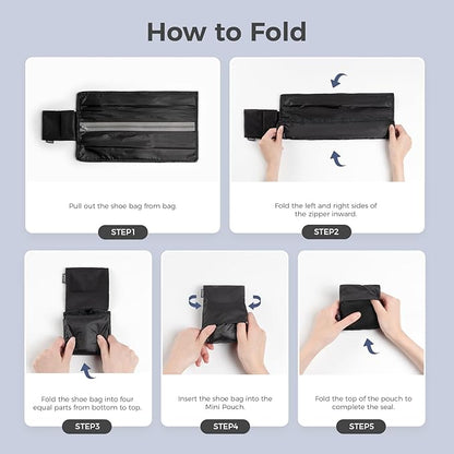 pack all Foldable Plus-Sized Shoe Bag for Travel, Water-Resistant Ultralight Shoe Pouch for Gym, Odor-Resistant Soccer Cleats Bag for Sport (Dual Pocket Version)