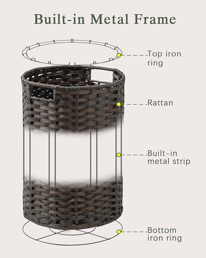 34.3 Gal (130 L) Large Laundry Hamper Laundry Basket Round Handwoven Wicker Laundry Baskets Rattan Laundry Basket with Removable Bag Handles 2 Mesh Bags for Living Room Bedroom Brown