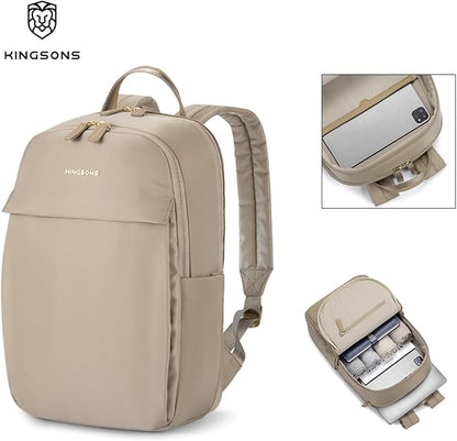 Kingsons Slim Travel Backpack With Luggage Strap,Black Business Backpack, Waterproof Nylon Commuter Bag for Work & Travel,Hiking, Red，Khaki (KS25002-Khaki-US-1)