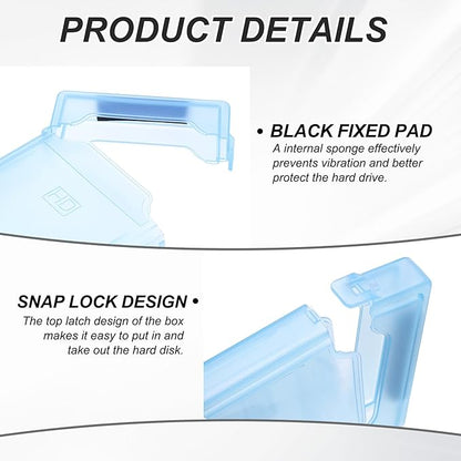 PATIKIL 4.5" x 3.2" Hard Drive Disk Case, 5Pcs Plastic Hard Disk Storage Box Portable Anti-Static Case for 2.5" External SSD HDD, Blue