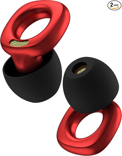 Audree Style Ear Plugs for Noise Reduction, Reusable High Fidelity Earplugs for Concerts, Musicians, Motorcycles, Study, Parent, Party, Flights & Noise Sensitivity, 18-29dB Noise Cancelling (Red)