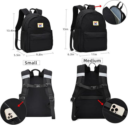 willikiva Kids Backpack for School Boys Girls Teens Toddler Backpack Waterproof Kindergarten Preschool Elementary Bookbag Children Travel Bag(Black,Medium)