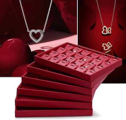 Oirlv Gorgeous Red Leather Jewelry Tray 12 Grid Jewelry Drawer Organizer Bracelet Earrings Watches Storage