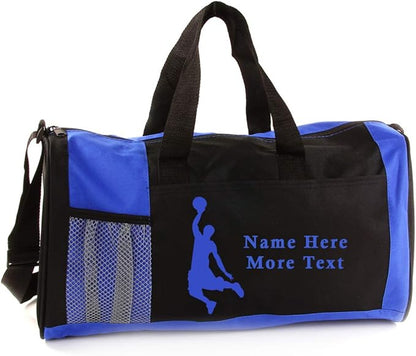 KishKesh Personalized Kids Sports Duffel Bag – Ideal for Basketball, Gym, Travel, Training & Workout – Durable, Costumizable Name & Text – Blue, 18" x 10" x 8"