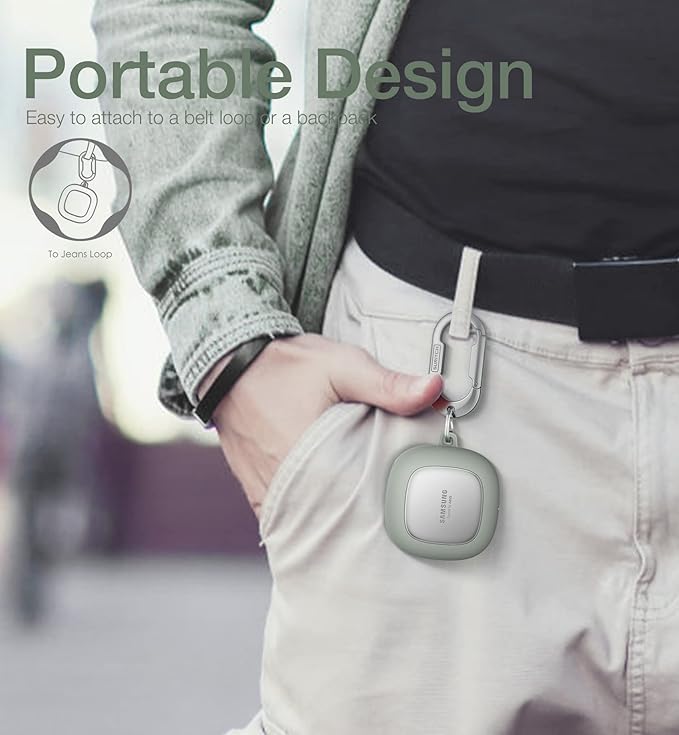 SURITCH Protective Case for Samsung Galaxy Buds FE(2023)/Buds 2 Pro(2022)/Buds 2(2021)/Buds Pro(2021)Buds Live(2020), Shockproof Sturdy Earbuds Cover for Charging Case with Heavy-Duty Carabiner, Green