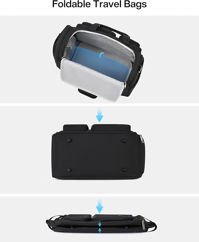 MILADA Underseat Carry On Luggage Bags for Travel Lightweight Foldable Carry On Bags for Airplanes Small Duffle Bag for Men Women Personal Weekend Overnight Travel Tote Bags, Black