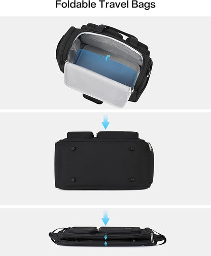 MILADA Underseat Carry On Luggage Bags for Travel Lightweight Foldable Carry On Bags for Airplanes Small Duffle Bag for Men Women Personal Weekend Overnight Travel Tote Bags, Black