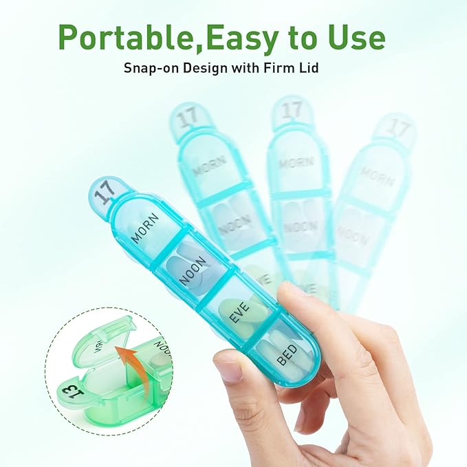 Odaro Monthly Pill Organizer 4 Times a Day, 30 Day Pill Organizer, Monthly Pill Box 4 Times a Day Organizer, Portable Pill Case Organizer（Rainbow）