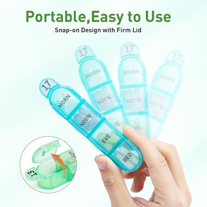 Odaro Monthly Pill Organizer 4 Times a Day, 30 Day Pill Organizer, Monthly Pill Box 4 Times a Day Organizer, Portable Pill Case Organizer（Rainbow）