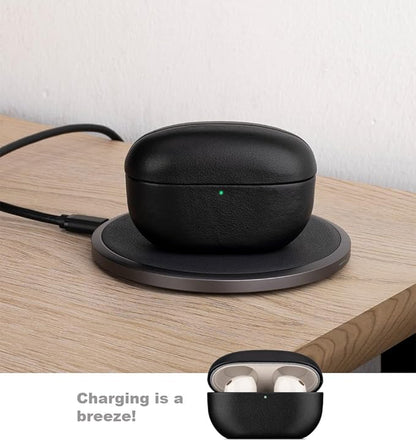 LOPIE Leather Case Compatible with Sony WF-1000XM5, Handcrafted Fully-Wrapped Nappa Leather Case Designed for Earbuds WF1000XM5 Cover 2023, Protective Hard Shell for Men/Women - Black