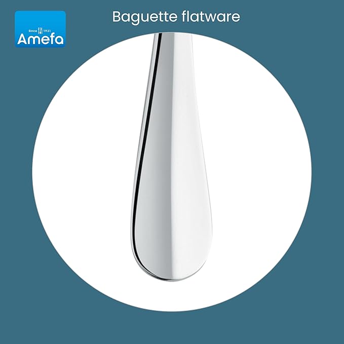 Amefa Baguette 45-Piece Flatware, Set for 8 – Stainless Steel Silverware, Polished Mirror Finish, Rust-Resistant Cutlery with Dinner Forks, Knives, Spoons, Salad Forks & Teaspoons for Everyday Dining