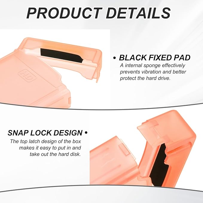 PATIKIL 6.5" x 4.5" Hard Drive Disk Case, 5Pcs Plastic Hard Disk Storage Box Portable Anti-Static Case for 3.5" External SSD HDD, Orange