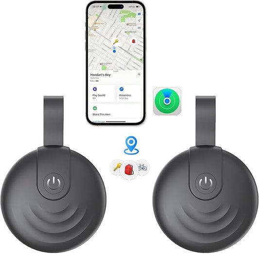 Tracker Tags, Work with Apple Find My (iOS Only), Tracking Device Item Finder Locator Smart Tag for Luggage, Keys, Wallet, Bike (Black, 2 Pack)