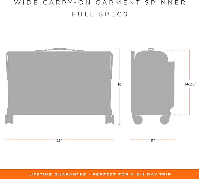 Briggs & Riley 21" Carry-On Wheeled Garment Spinner - Carry On Luggage for Travel, Suitcases with Wheels, Softside Rolling Bag for Men & Women, Built in Hook for Clothes - Baseline Collection, Black