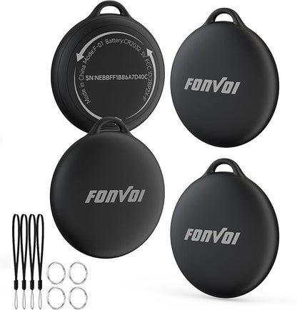 New [Apple MFi Certified] (iOS Only) Air Tag, Bluetooth Tracker Tag for Apple Find My, Replaceable Battery, Key Finder and Item Locator Smart Tag for Keys, Bags, Luggage, Pets, Wallet (Black, 4PCS)
