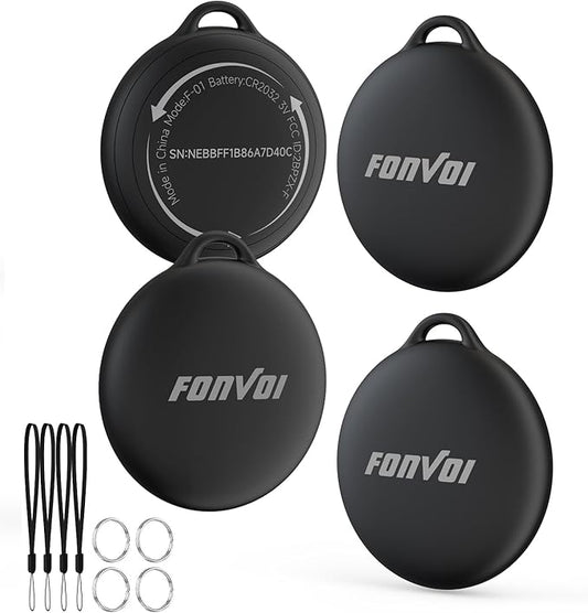 New [Apple MFi Certified] (iOS Only) Air Tag, Bluetooth Tracker Tag for Apple Find My, Replaceable Battery, Key Finder and Item Locator Smart Tag for Keys, Bags, Luggage, Pets, Wallet (Black, 4PCS)