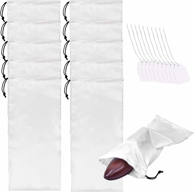 GONGKANGYUAN 10 Pack Shoe Bags for Travel Satin Fabric Shoe Bag with Drawstring for Men Women Travel Protecting Storing Shoes