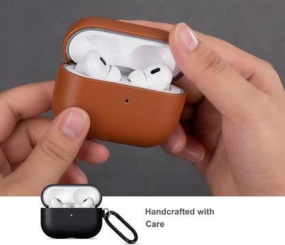 Lopie Leather Case for AirPods Pro 2, Handmade for AirPods Pro 2nd Generation Leather Case with Keychain & Cleaner Kit, Protective Hard Shell Cover, Fully-Wrapped with Top Grain Leather - Black