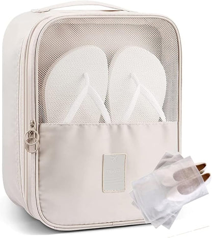 Shoe Bags for Travel, Holds 3 Pair of Shoes for Travel Luggage Accessories Portable Shoes Pouch and Daily Use Storage Pouch with Handle and 3 Dust bags