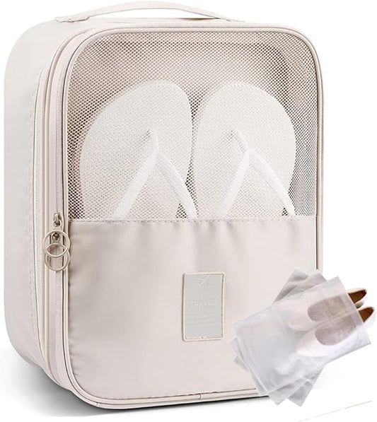 Shoe Bags for Travel, Holds 3 Pair of Shoes for Travel Luggage Accessories Portable Shoes Pouch and Daily Use Storage Pouch with Handle and 3 Dust bags