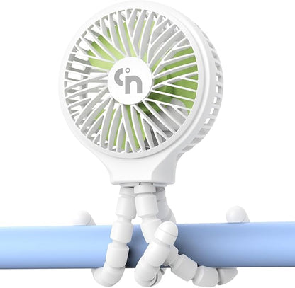 WiHoo Portable Stroller Fan, 11H Ultra-long Battery Life 3 Speed 360°Rotate, USB Rechargeable or Battery Operated Cooling Clip On Personal Fan for Baby Crib Travel Car Seat White