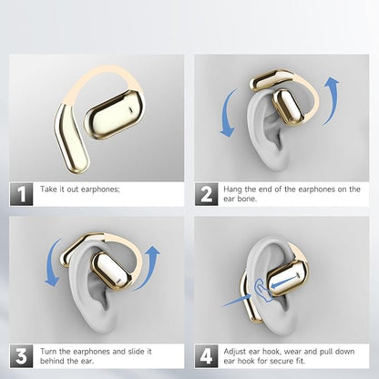 Open Ear Bluetooth 5.4 Earbuds, Wireless Headphones Sport Over Earphones Built-in Mic with Ear Hooks, 60H Playtime Ear Buds Fast Charging, IPX7 Waterproof for Running/Workout,kin Color