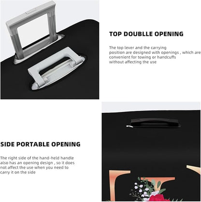 Floral Letter E Travel Luggage Cover Spandex Suitcase Protector Elastic Washable Stretch Suitcase Cover,Size S(Fit 18-21inch Suitcase)