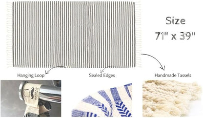 Bazaar Anatolia Turkish Bath Towel – 100% Cotton, Quick Dry Boho Farmhouse Decor, Autumn Throw Blanket for Bathroom – Oversized 71x39 Inches – Arpa Beige