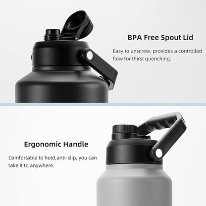 BJPKPK One Gallon(128 oz) Insulated Water Bottle, Dishwasher Safe Stainless Steel Jug, BPA Free Jug with Ergonomic Handle & Anti-slip Bottom, Large Water Bottle, Army Green