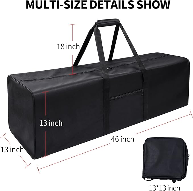 Urbanstand 46 Inch Travel Duffle Bag Extra Large Sport Equipment Duffel Bags with 2-way Lockable Zippers (Black 46inch 2Pack)