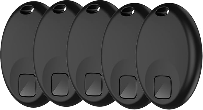 Bluetooth Air Tracker Tags Works with Apple Find My APP (iOS 14.5 Above Only), Smart Tag Item Finders for Key, Luggage, Backpack and More, IP67 Waterproof Tracking Tags (Black, 5 Pack)