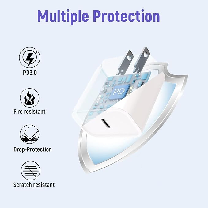 iPhone Charger Cord 6FT,3Pack【Apple MFi Certified】 USB C iPhone Fast Charger Phone Charging Travel Plug Charger Block Quick Apple Cord Lightning Cable for iPhone 14/13/12/11 Pro Max/XR/X/XS/SE2022