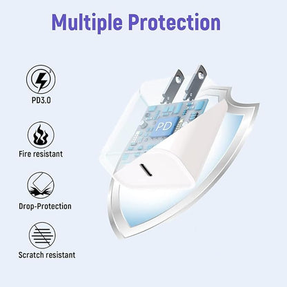 iPhone Charger Cord 6FT,3Pack【Apple MFi Certified】 USB C iPhone Fast Charger Phone Charging Travel Plug Charger Block Quick Apple Cord Lightning Cable for iPhone 14/13/12/11 Pro Max/XR/X/XS/SE2022