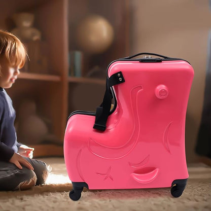 CNCEST 20"/24" Kid's Ride-on Travel Suitcase,Travel Rolling Luggage with Wheels Carry Trolley Luggage with Password Lock,Children's Ride On (20“ Purplish red)