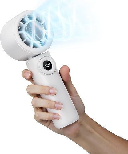 CIVPOWER Handheld Fan: Portable Small Ice Cooling Plate- 4000mAh Rechargeable 100 Gear High-Speed Turbo 10500 RPM - Personal Foldable Battery Operated for Travel Indoor Outdoor Women Men (White)