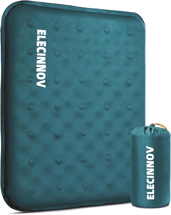 Inflatable Seat Cushion, Self Inflating Memory Foam Stadium Seat Cushion Lightweight Camping Chair Pad Airplane Cushion for Long Flights Outdoor Travel Bleacher Office Car Backpacking (Blue)