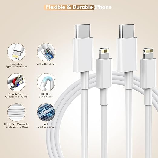 [Apple MFi Certified]10FT Fast iPhone Charger,Extra Long Apple Charger Fast Charging 2Pack USB C Charger Block Plug + 10Foot Lightning Cable Cord for iPhone 14/Pro/Pro Max/Plus/13/12/11/XS/XR/X/SE2022